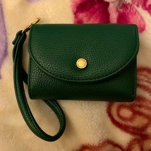 Steve Madden wallet green leather folding clutch